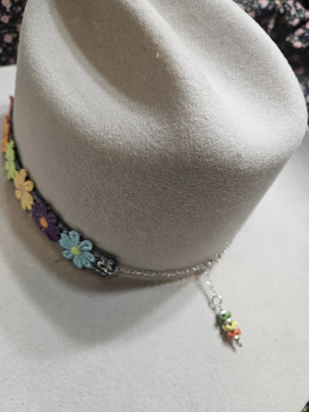Floral Western Hat Band Denim &  Multicolor Daisies